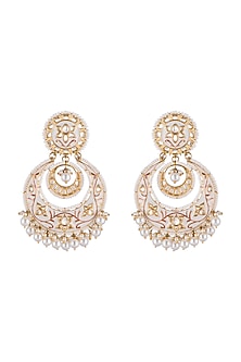 Gold Finish Meenakari Chandbali Earrings