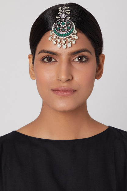 Black Rhodium Finish Diamond Maang Tikka