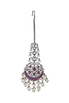 Black Rhodium Finish Pearl Maang Tikka