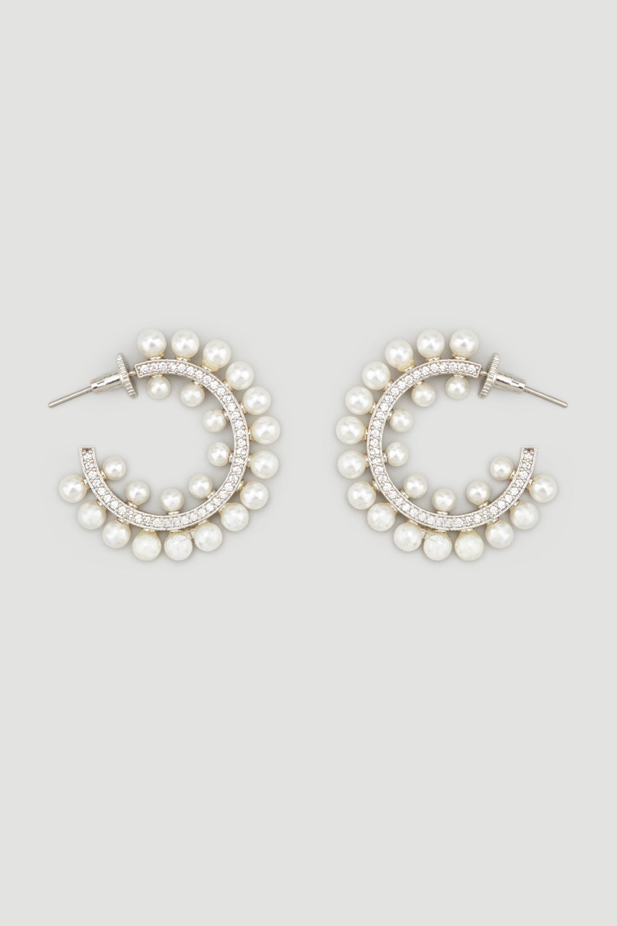 White Finish Zircon Hoop Earrings