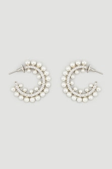 White Finish Zircon Hoop Earrings