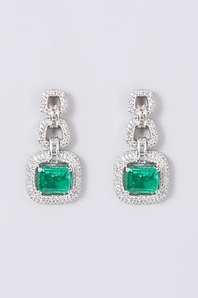 White Finish Green Stone & Zircon Necklace Set