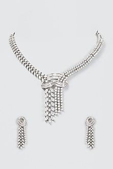 White Finish Zircon Necklace Set