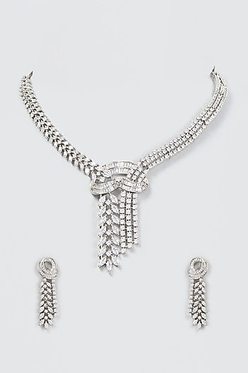 White Finish Zircon Necklace Set