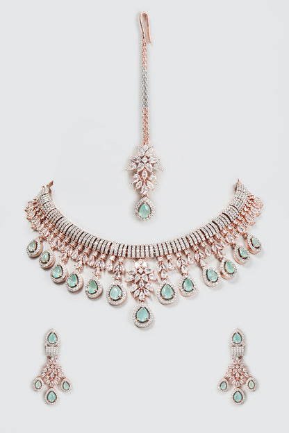Rose Gold Finish Zircon Necklace Set