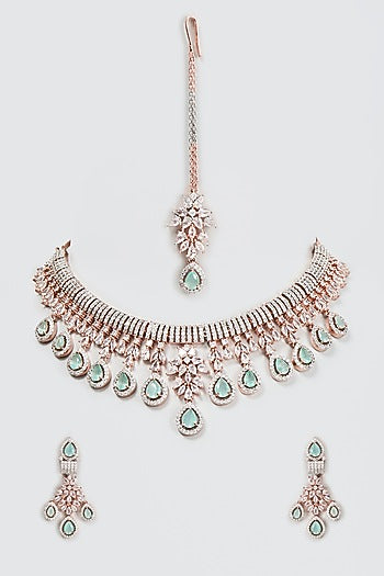 Rose Gold Finish Zircon Necklace Set