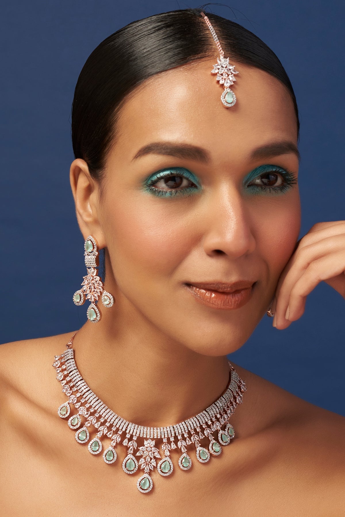 Rose Gold Finish Zircon Necklace Set
