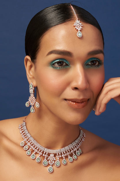 Rose Gold Finish Zircon Necklace Set