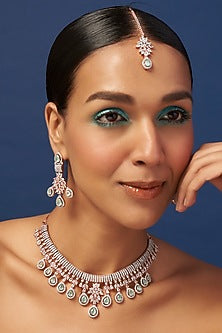 Rose Gold Finish Zircon Necklace Set