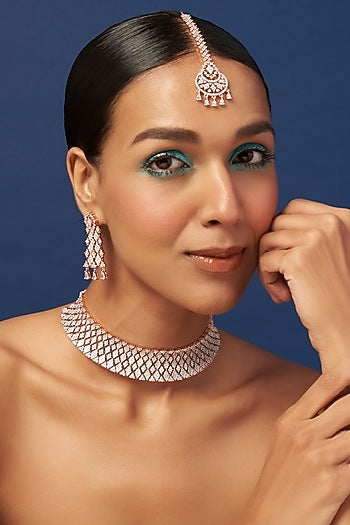 Rose Gold Finish Zircon Necklace Set