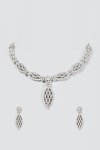 White Finish Zircon Necklace Set