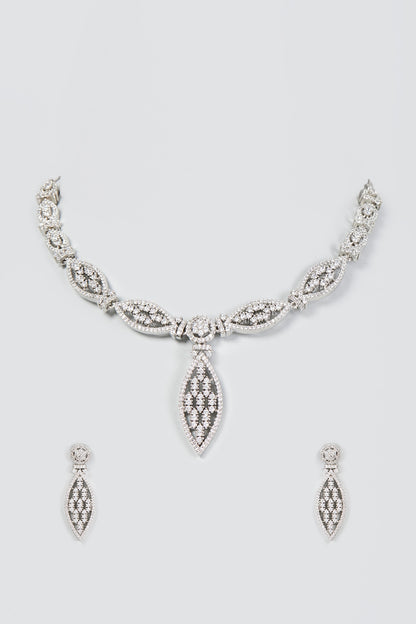 White Finish Zircon Necklace Set