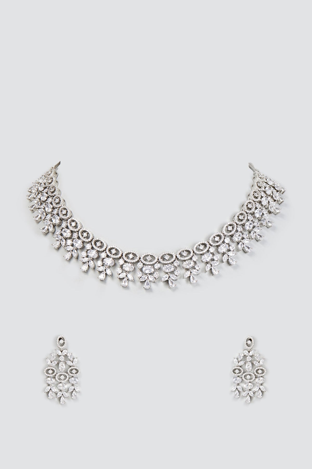 White Finish Zircon Necklace Set
