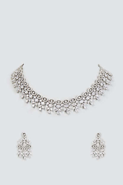 White Finish Zircon Necklace Set