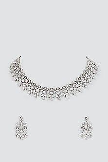 White Finish Zircon Necklace Set