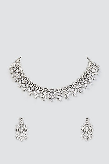 White Finish Zircon Necklace Set
