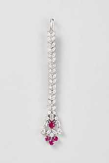 White Finish Zircon & Pink Stone Maangtikka