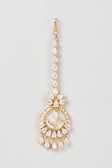 Gold Finish Zircon Maangtikka