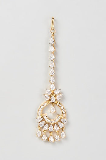 Gold Finish Zircon Maangtikka