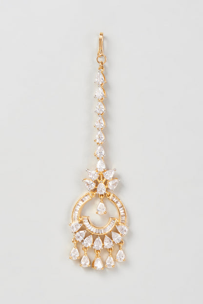 Gold Finish Zircon Maangtikka