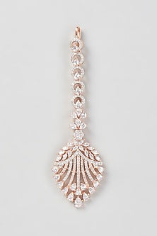 Rose Gold Finish Zircon Maangtikka