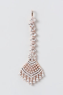 Rose Gold Finish Zircon Maangtikka