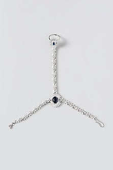 White Finish Zircon & Blue Stone Hand Harness