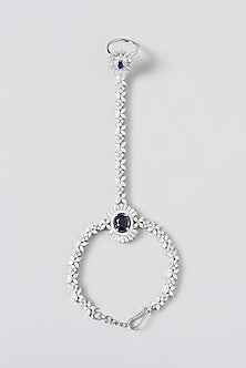 White Finish Zircon & Blue Stone Hand Harness