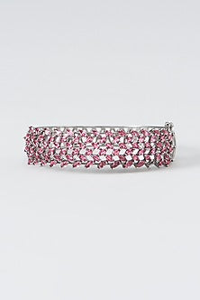 White Finish Zircon & Red Synthetic Stone Bracelet