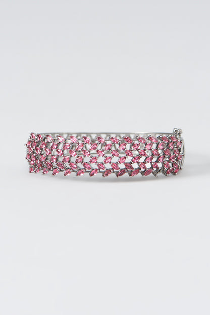 White Finish Zircon & Red Synthetic Stone Bracelet