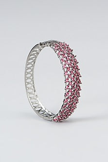 White Finish Zircon & Red Synthetic Stone Bracelet