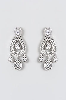 White Finish Zircon Dangler Earrings