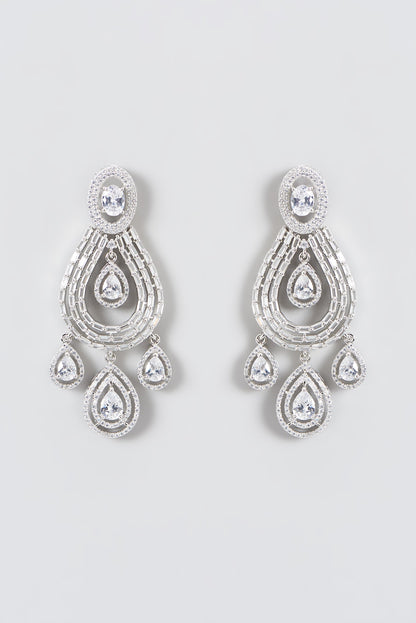 White Finish Zircon Dangler Earrings
