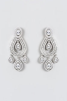 White Finish Zircon Dangler Earrings