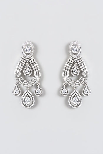 White Finish Zircon Dangler Earrings