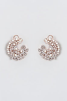Rose Gold Finish Zircon Stud Earrings