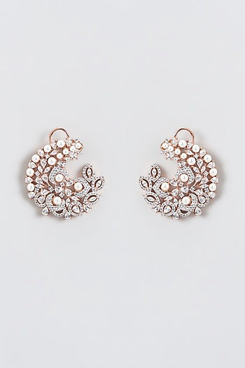 Rose Gold Finish Zircon Stud Earrings