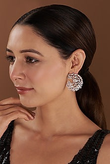 Rose Gold Finish Zircon Stud Earrings