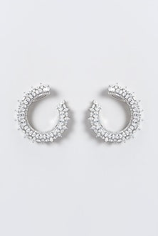 White Finish Zircon Dangler Earrings