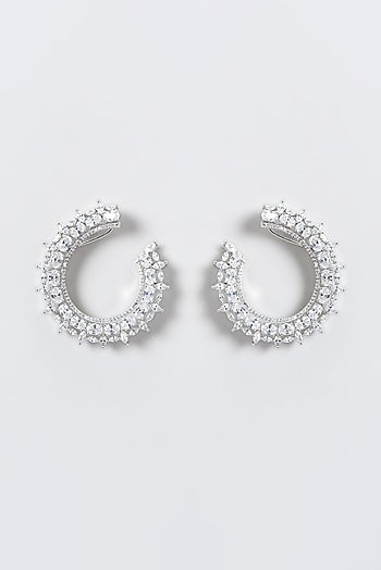 White Finish Zircon Dangler Earrings