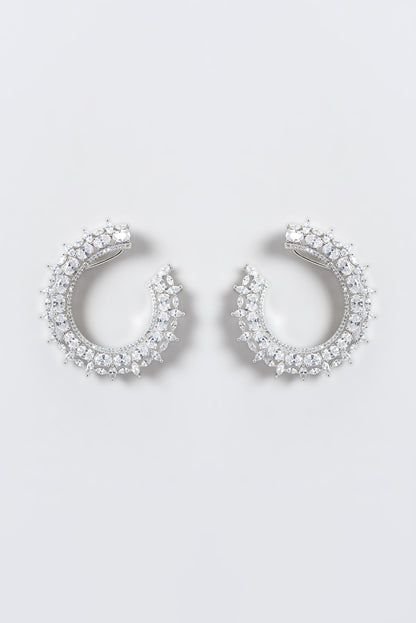 White Finish Zircon Dangler Earrings