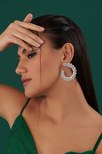 White Finish Zircon Dangler Earrings