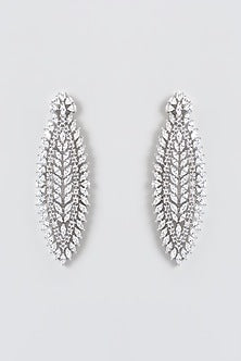 White Finish Zircon Dangler Earrings