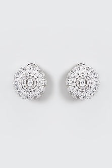 White Finish Zircon Stud Earrings