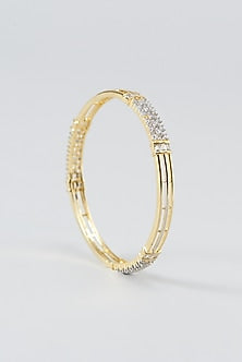 Gold Finish Zircon Bangles (Set of 2)