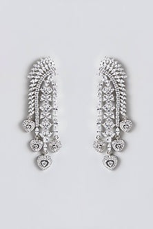 White Finish Zircon Dangler Earrings