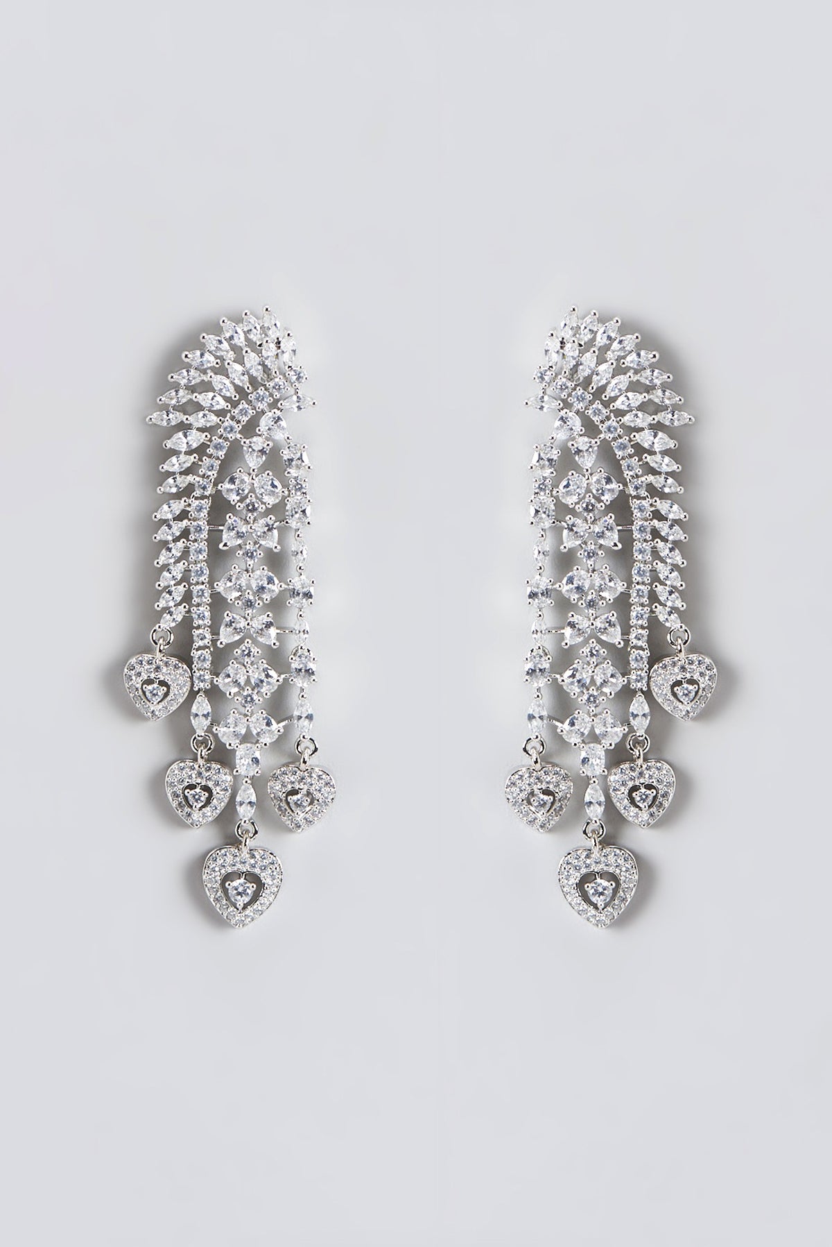 White Finish Zircon Dangler Earrings