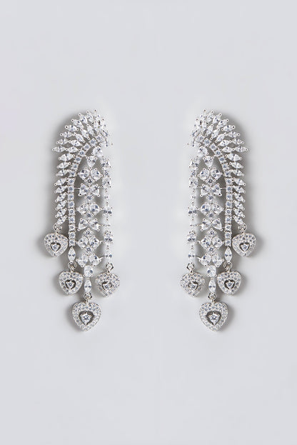 White Finish Zircon Dangler Earrings