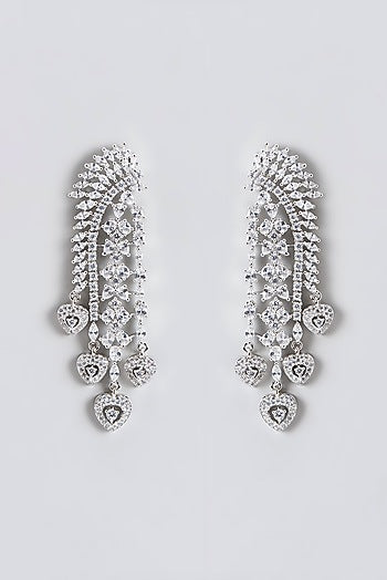 White Finish Zircon Dangler Earrings