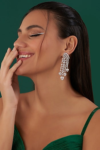 White Finish Zircon Dangler Earrings